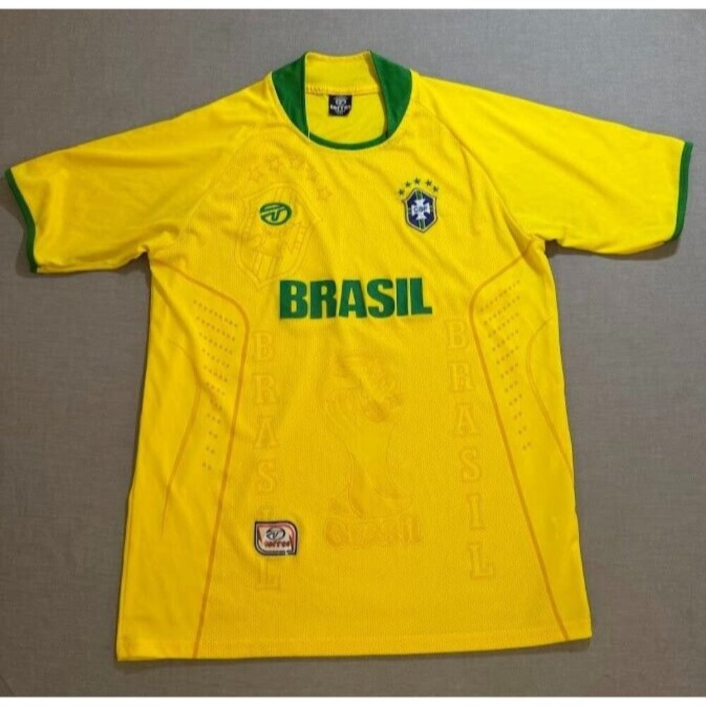 CBF Brasil World Cup 2014 Torres‎ Sport Jersey Mens XL Yellow Short Sleeve.